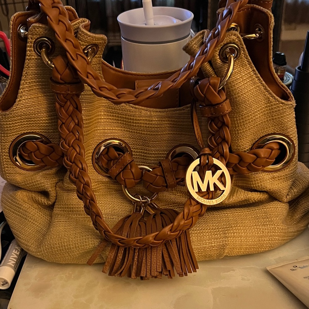 Michael Kors Brown Braided Shoulder Bag